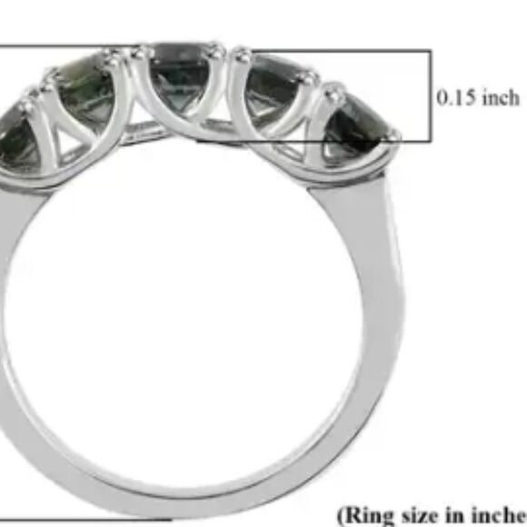 Natural Parti Sapphire 5 Stone Sterling Silver Ring - Picture 6 of 6